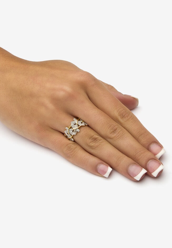 Yellow Gold over Sterling Silver Genuine Diamond Accent Butterfly Ring, , alternate image number null