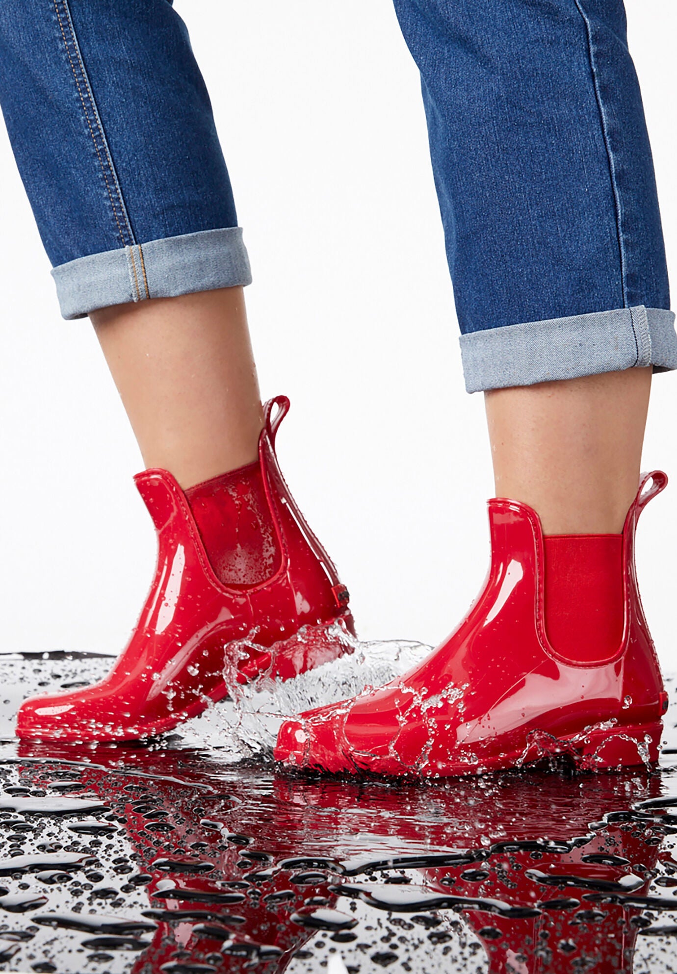 Red chelsea rain boots online