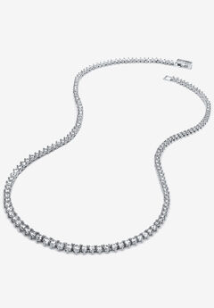 9.60 Tcw Round Cubic Zirconia Platinum-Plated Tennis Necklace, 18 Inches