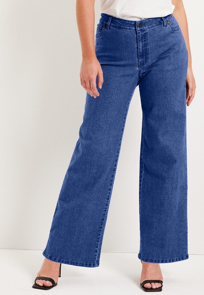 WideLeg Jeans June Fit, 31" Inseam, Medium Blue Woman Within
