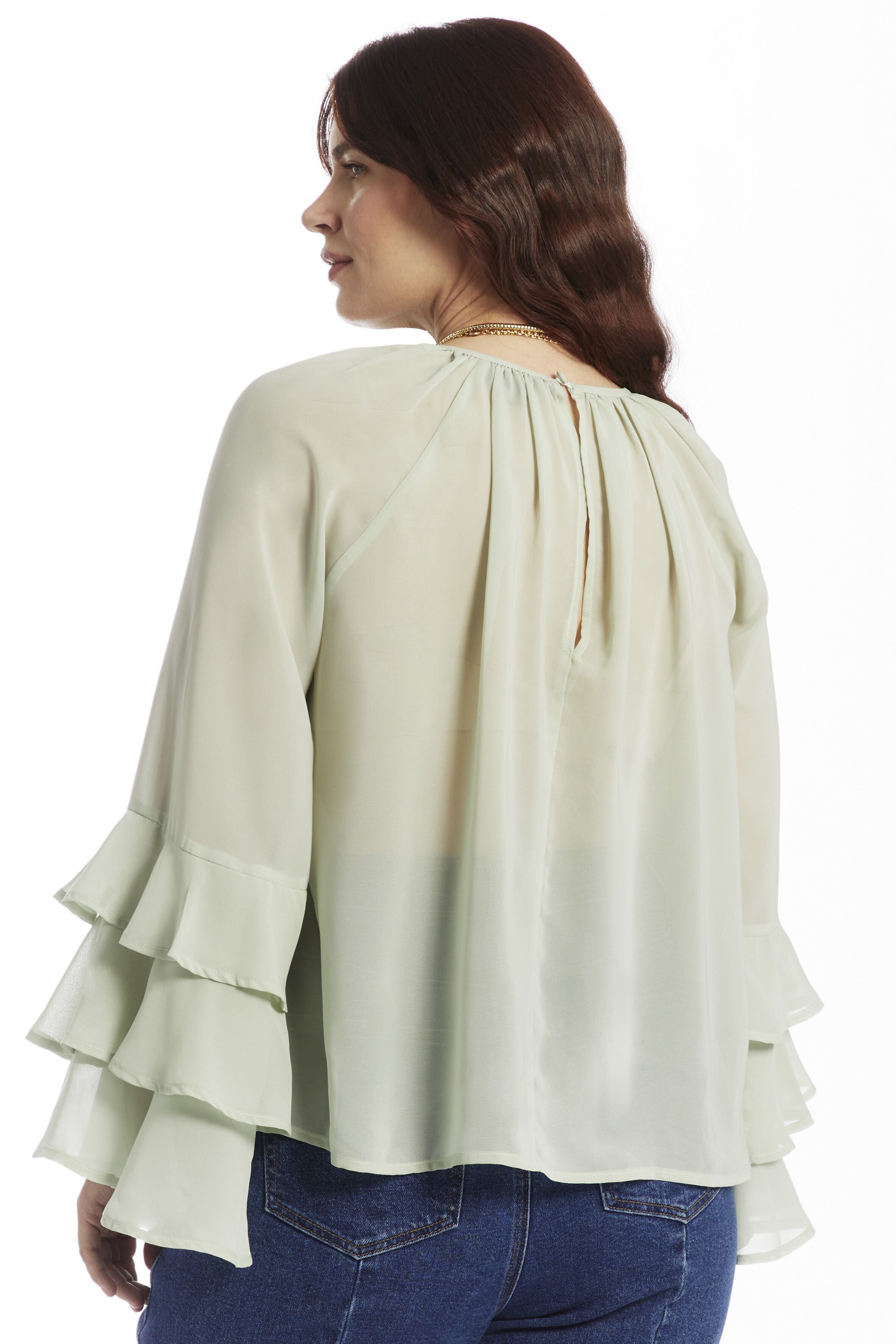 Ruffled Paisley Chiffon Blouse, MERCURY, alternate image number 2