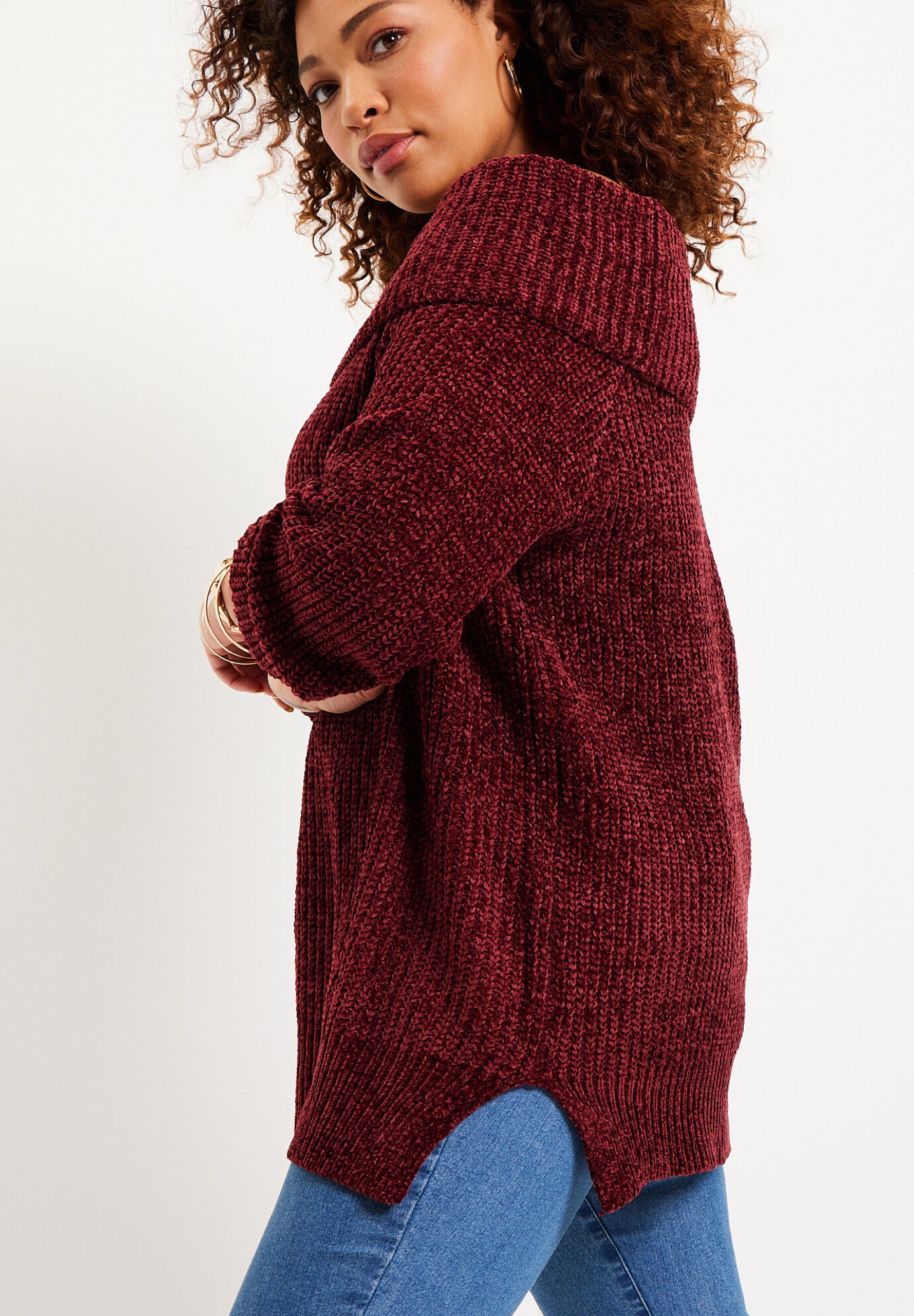 Chenille Off-The-Shoulder Sweater 