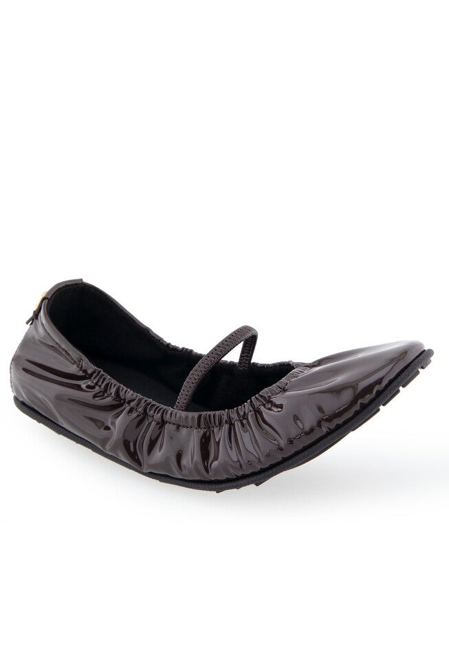 Bells Flats Java Flats Elastic Ballet Flats - Penelope Casual, Java Patent Pewter | Woman Within