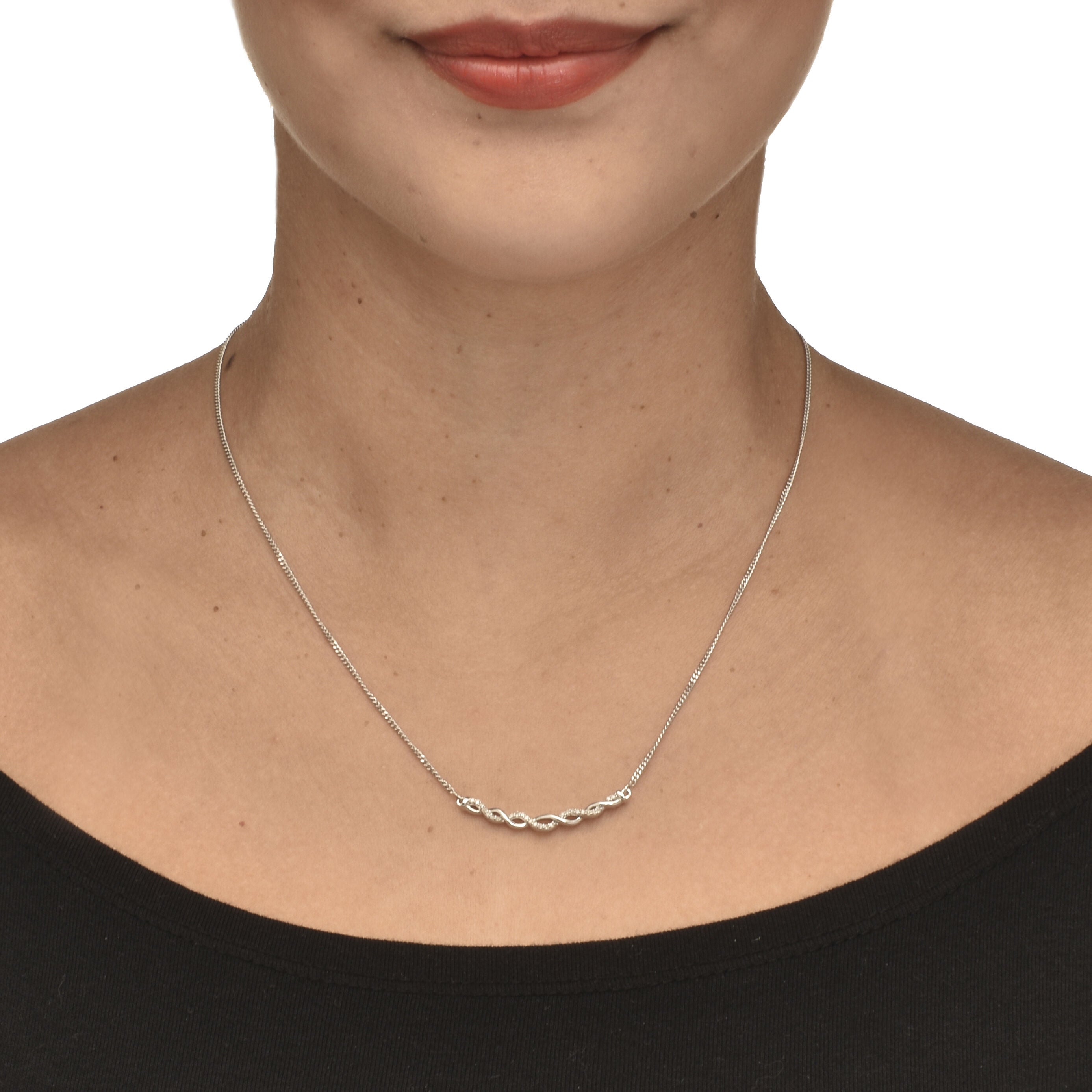 .12 TCW Diamond Sterling Silver Twisted Necklace 18 Inches, WHITE, alternate image number 2