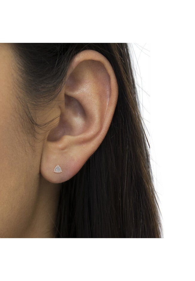 Rose Gold Over Silver Diamond Accent Trillion Shaped 4-Stone Halo-Style Stud Earrings, , alternate image number 4