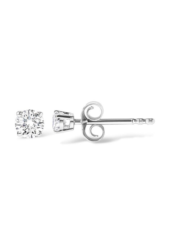 14K White Gold 1/2 Cttw 4-Prong Set Brilliant Round-Cut Solitaire Lab Grown Diamond Push Back Stud Earrings, , alternate image number null