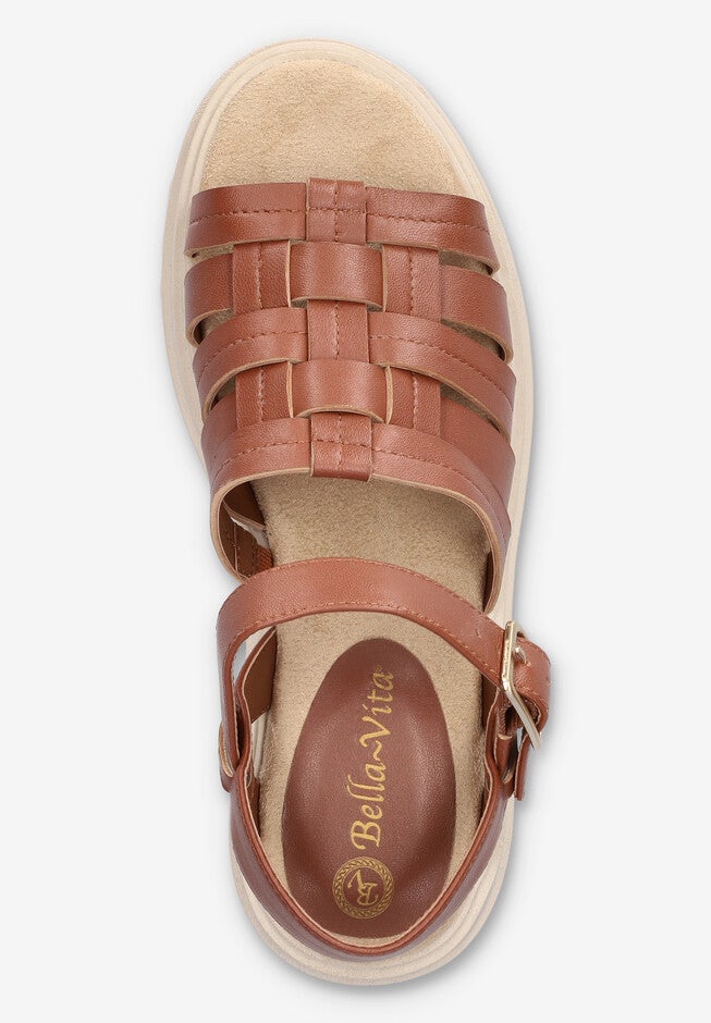 Loni Lug Sole Fisherman Sandal, DARK TAN LEATHER, alternate image number 6