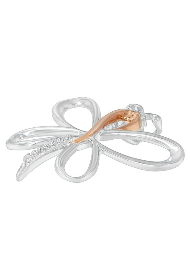 10K Rose Gold Over Silver Diamond-Accented Dragonfly Pendant, , alternate image number null
