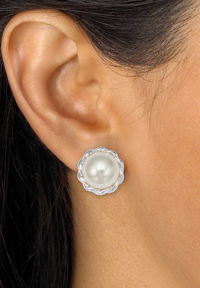 Silvertone Simulated Pearl Silvertone Graduated Jewelry Set, 18 Inches, , alternate image number 3