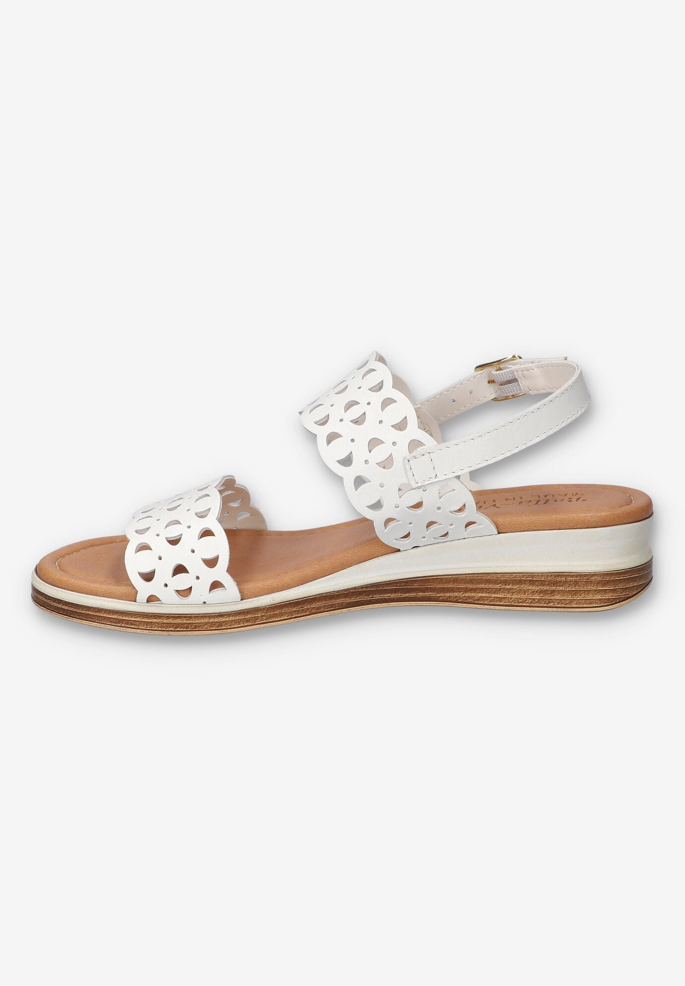 Zoe-Italy Wedge Sandal, WHITE LEATHER, alternate image number 4