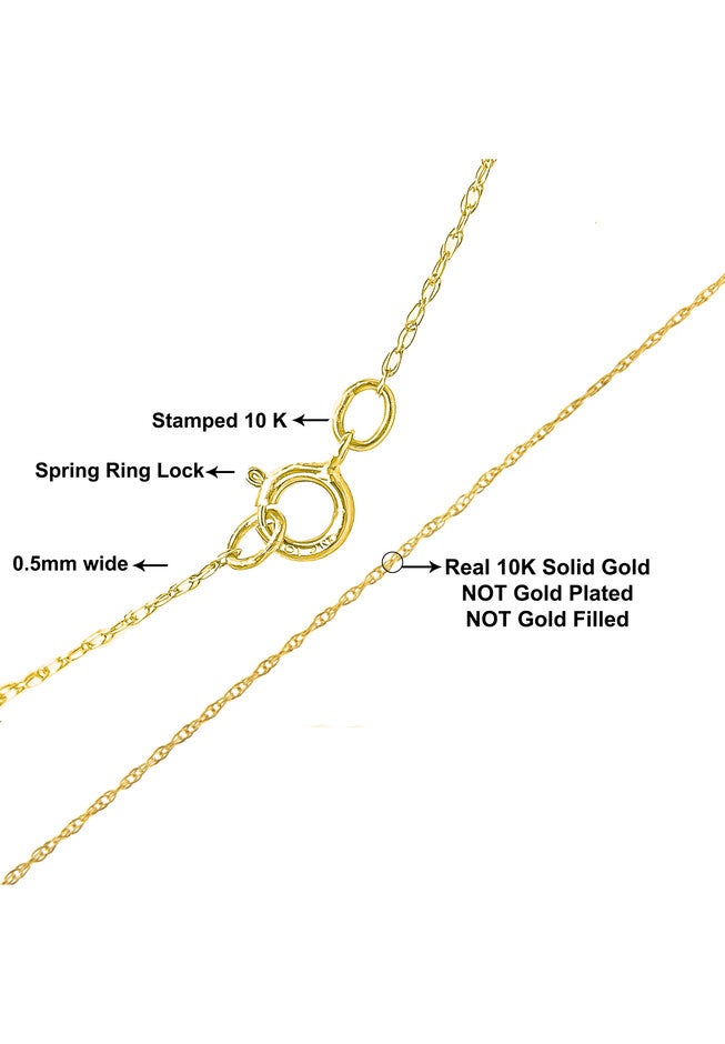 Solid Yellow Gold Slim And Dainty Rope Chain Necklace Unisex Chain 16 inches, , on-hover image number 1
