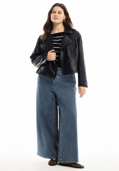 Cropped Faux Leather Moto Jacket