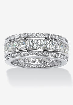 4.66 Cttw. Cubic Zirconia Platinum-Plated Sterling Silver Eternity Ring