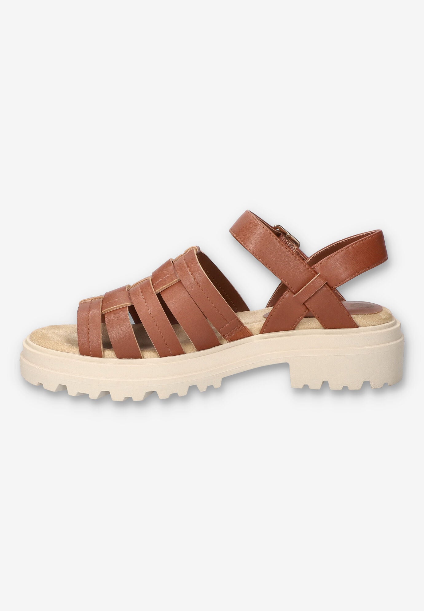 Loni Lug Sole Fisherman Sandal, DARK TAN LEATHER, alternate image number 4