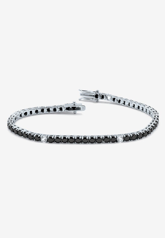 .55 Tcw Round Genuine Spinel And Topaz Sterling Silver Tennis Bracelet 7-Inch, TOPAZ, hi-res image number null