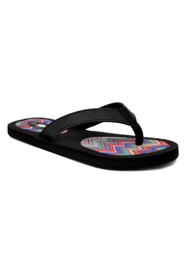 Womens Faux Leather Strap Flip Flop Sandal, ZIGZAG, hi-res image number 0