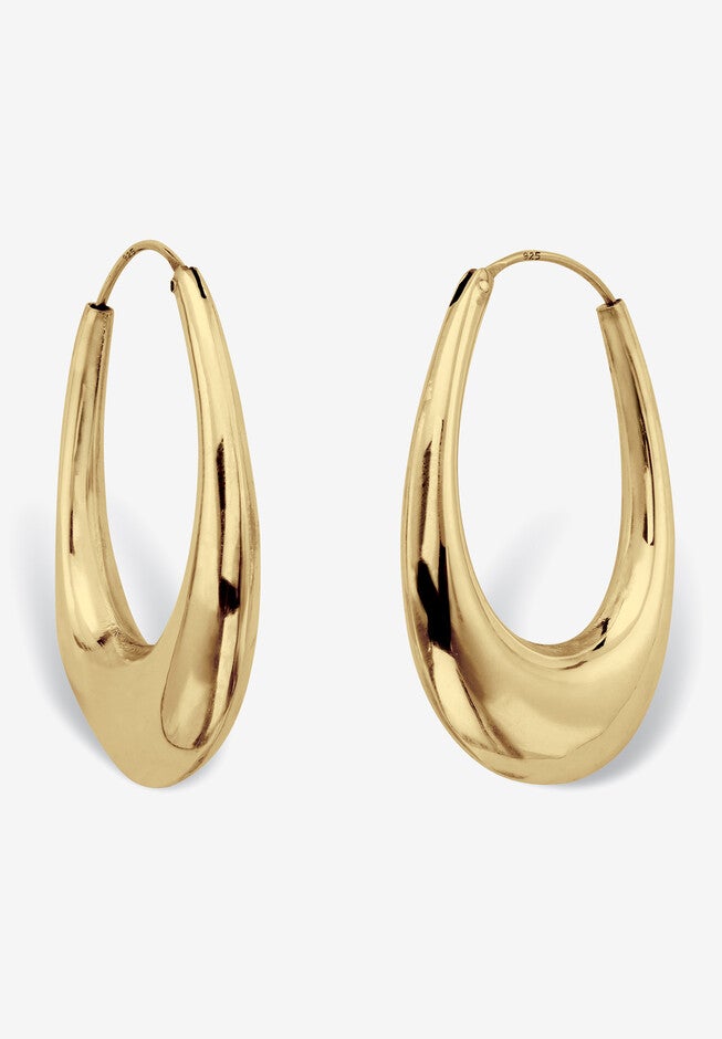 Yellow Gold-Plated Sterling Silver Hoop Earrings (43Mm), GOLD, hi-res image number 0
