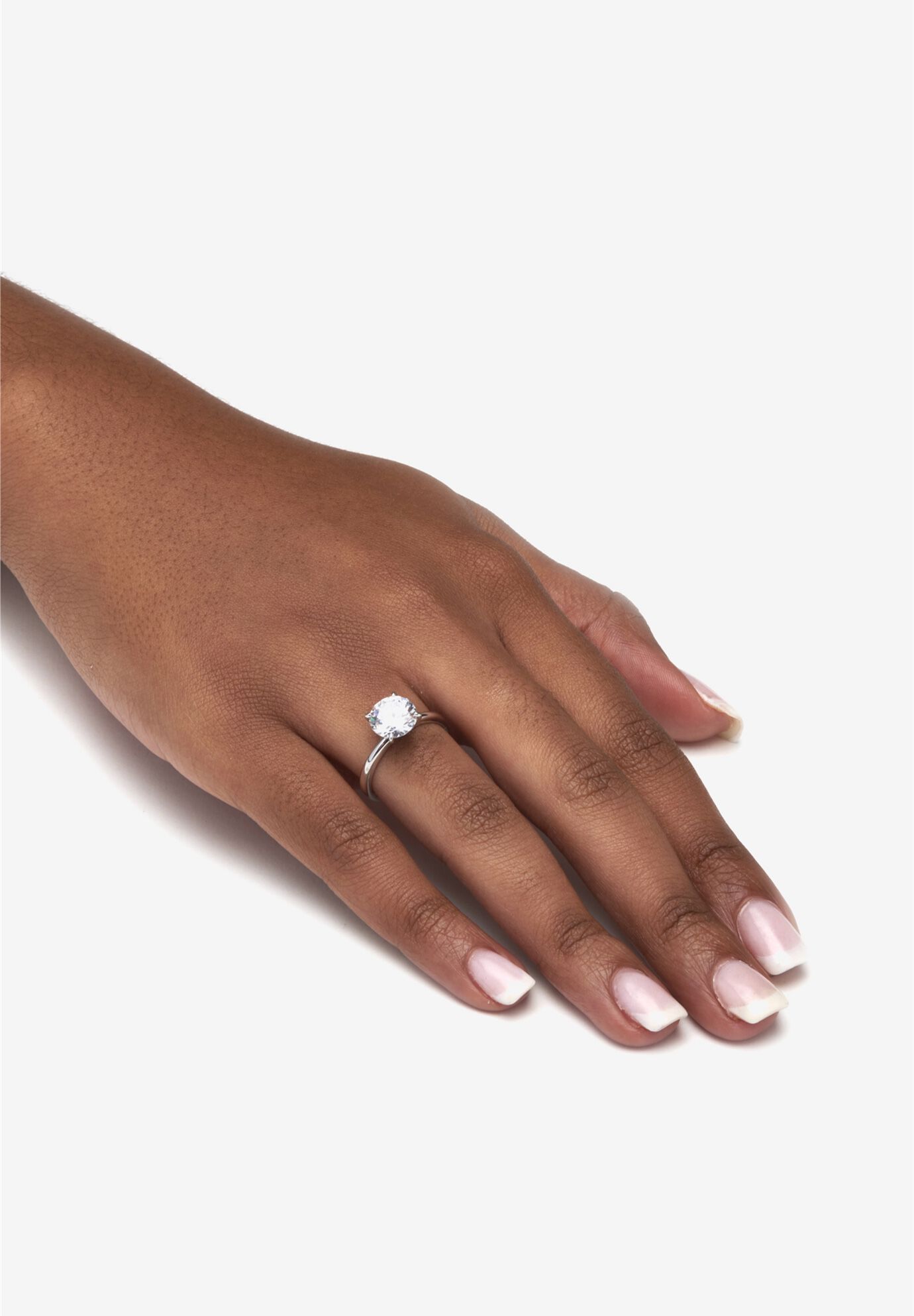 3 Tcw Round Cubic Zirconia Silvertone Solitaire Engagement Ring, Sizes 5-10, , alternate image number 2