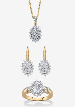 Gold Plated Genuine Diamond Jewelry Set