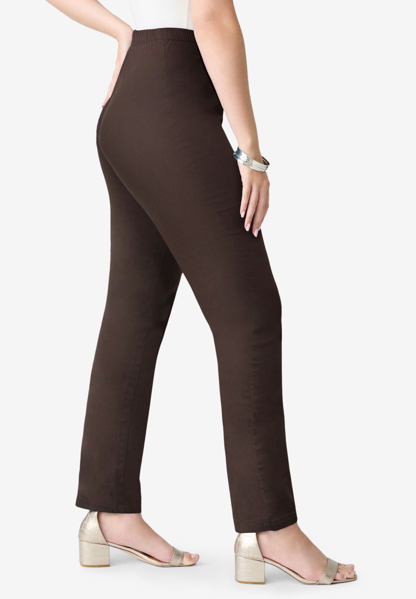 Plus Size Comfort Stretch Straight Leg Jean, CHOCOLATE, alternate image number 4