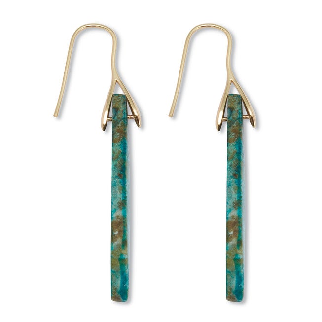 Genuine Blue Jasper Goldtone Drop Earrings, BLUE, on-hover image number 1