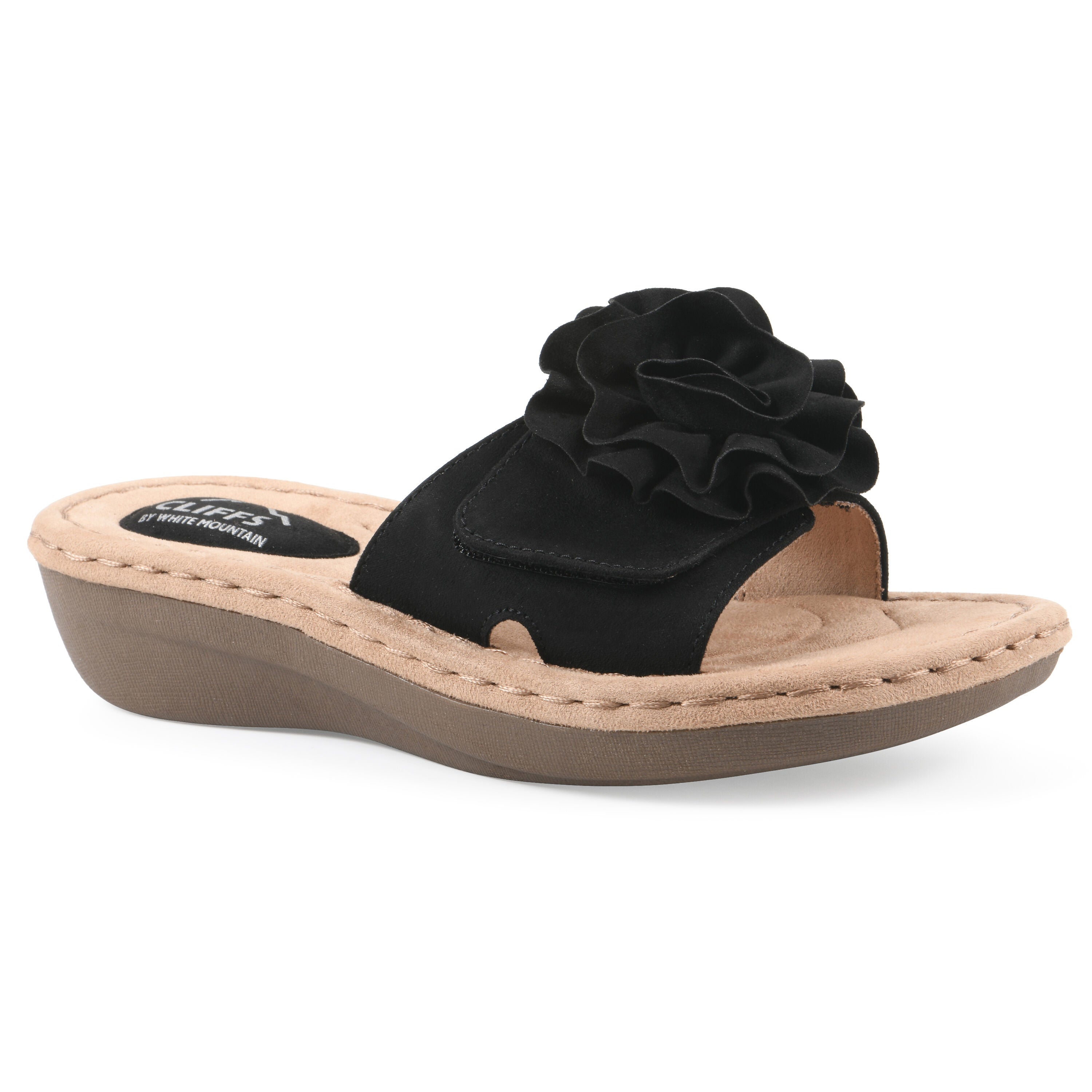 Casmyn Floral Mini Wedge Sandal, BLACK FABRIC, hi-res image number 0