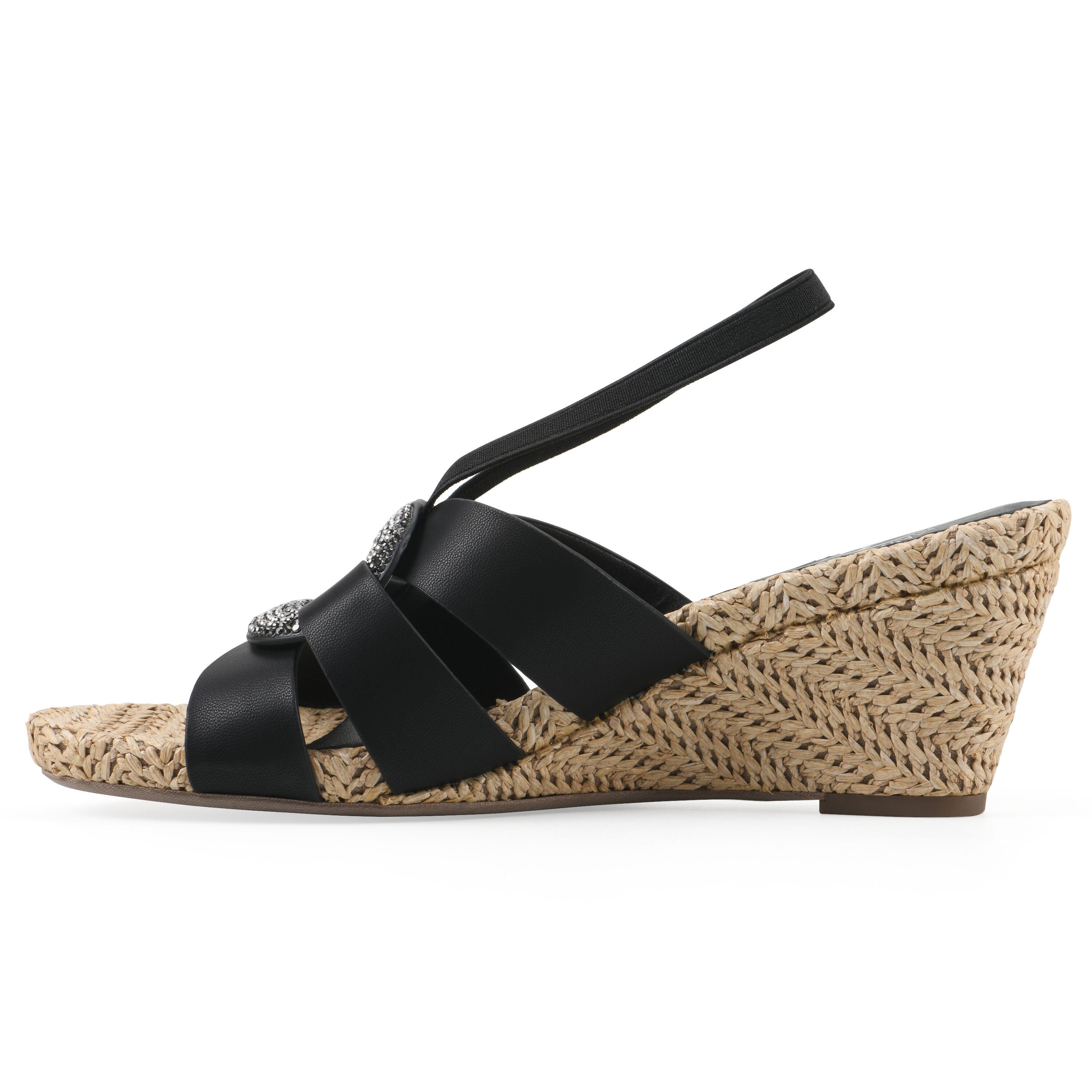 Atavi Wedge Sandal, BLACK SMOOTH, alternate image number 3