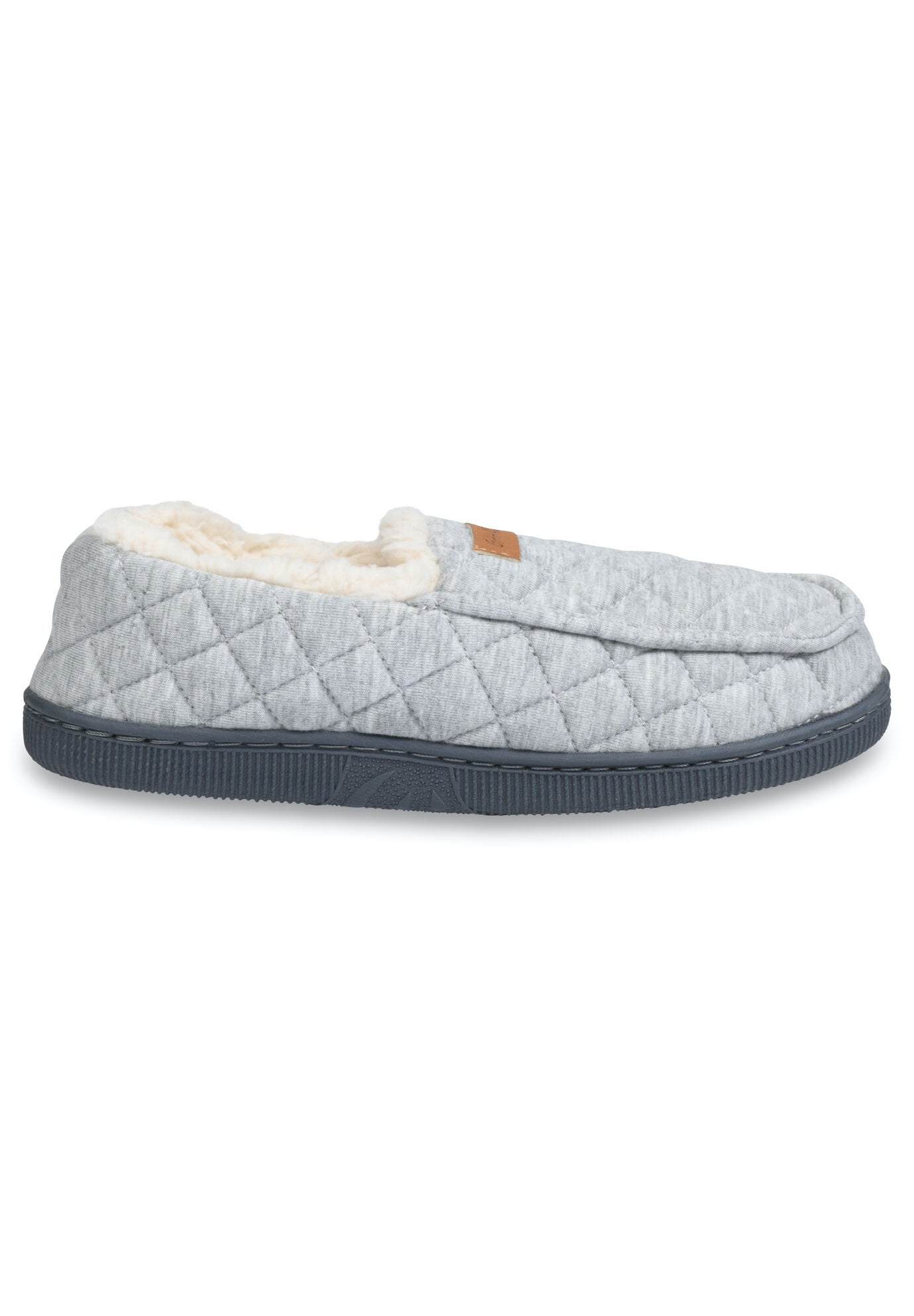 Quilted Jersey Mocassin Slipper Slippers, , alternate image number 2