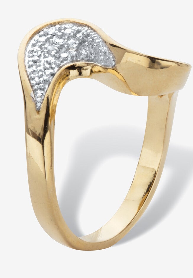 Diamond Accent Gold-Plated Freeform Bypass Ring, , on-hover image number null