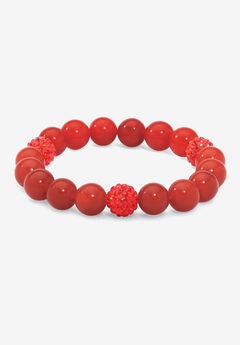 Simulated Birthstones Agate Stretch Bracelet 8"