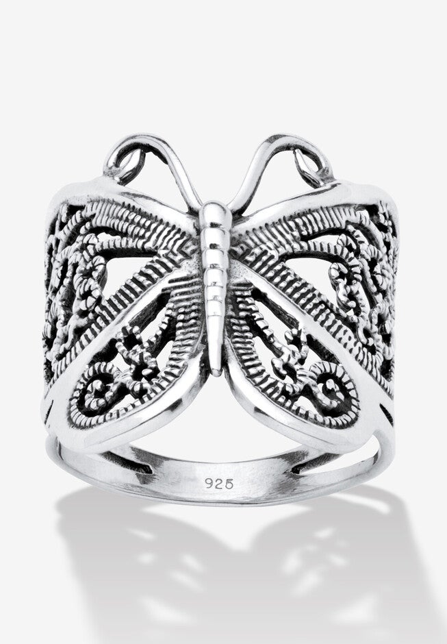 Filigree .925 Sterling Silver Butterfly Wrap Ring, SILVER, hi-res image number null