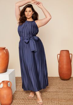 Pleated Halter Maxi Dress