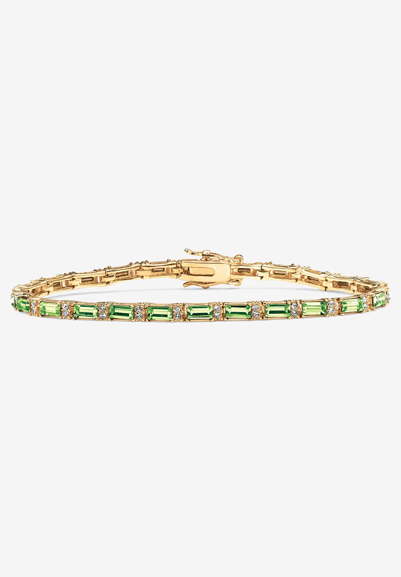 Birthstone Gold-Plated Tennis Bracelet, AUGUST, hi-res image number 0