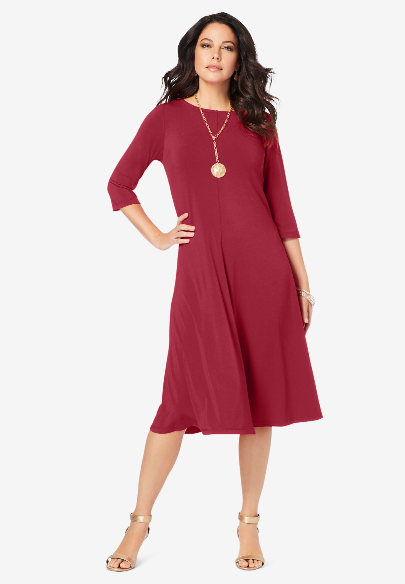Ultrasmooth Fabric Boatneck Swing Dress