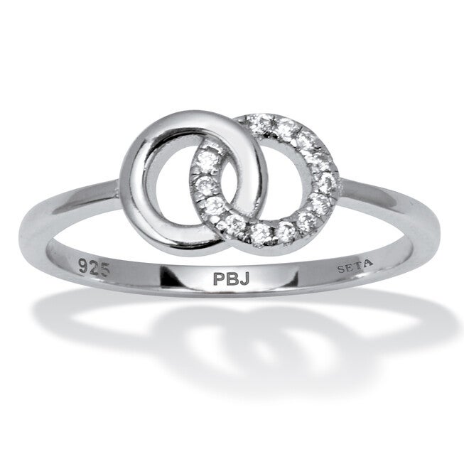 0.07 TCW Round Cubic Zirconia Sterling Silver Eternity Circles Ring, WHITE, hi-res image number 0