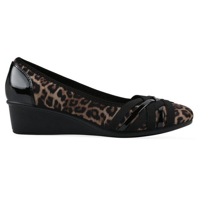 Bowie Wedge Pump, TAN LEOPARD PRINT, alternate image number 2