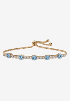 1.60 Cttw. Birthstone And Cz Gold-Plated Bolo Bracelet 10"