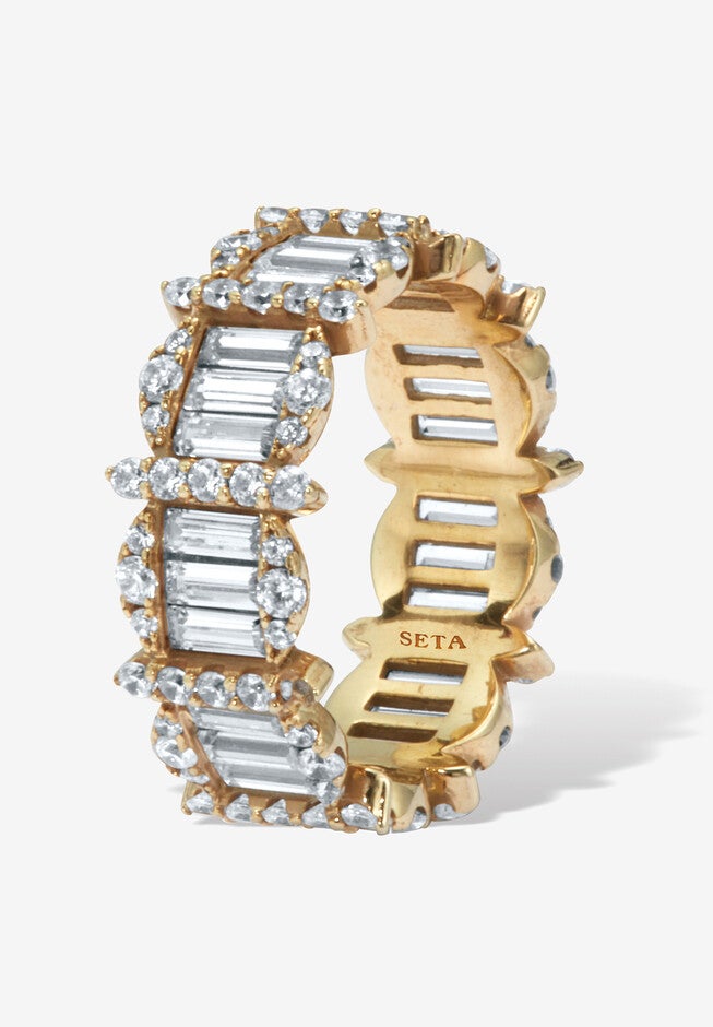 3.53 Tcw Baguette Cubic Zirconia 18K Yellow Gold-Plated Eternity Ring, , on-hover image number 1