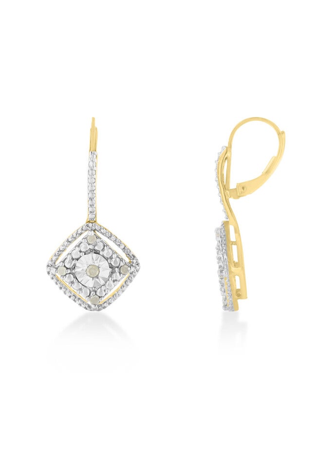 Silver Diamond Dangle Earring, , on-hover image number 1