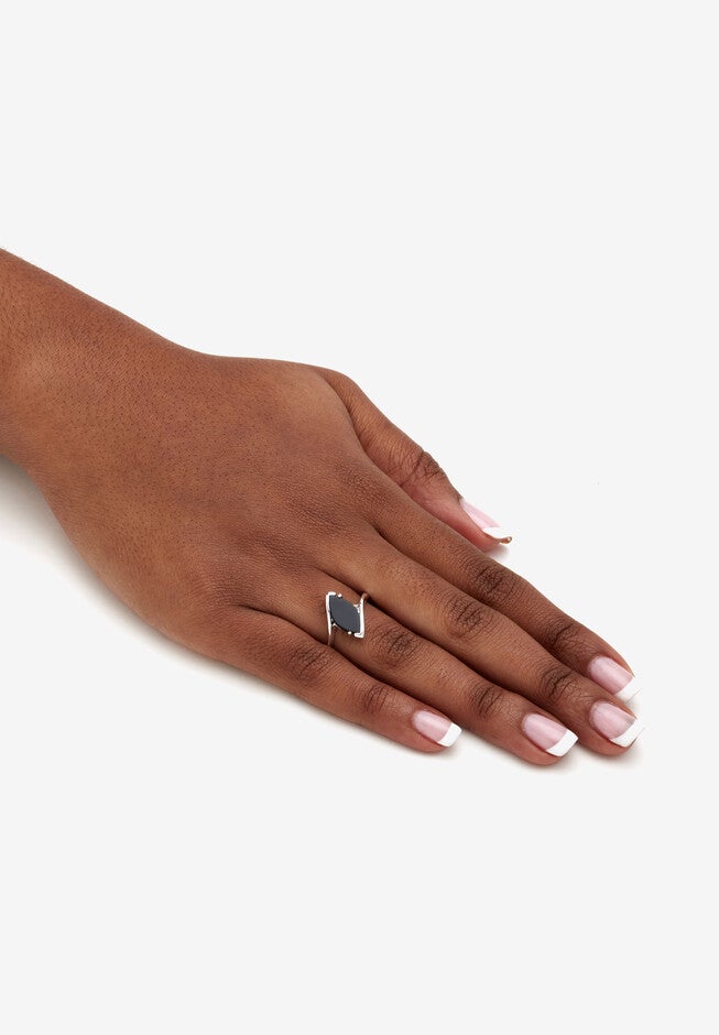Women's 925 Sterling Silver Marquise Simulated Opal Statement Ring - Size 8.5, Modern Design