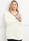Metallic-Trim V-Neck Sweater, UNKNOWN, hi-res image number null
