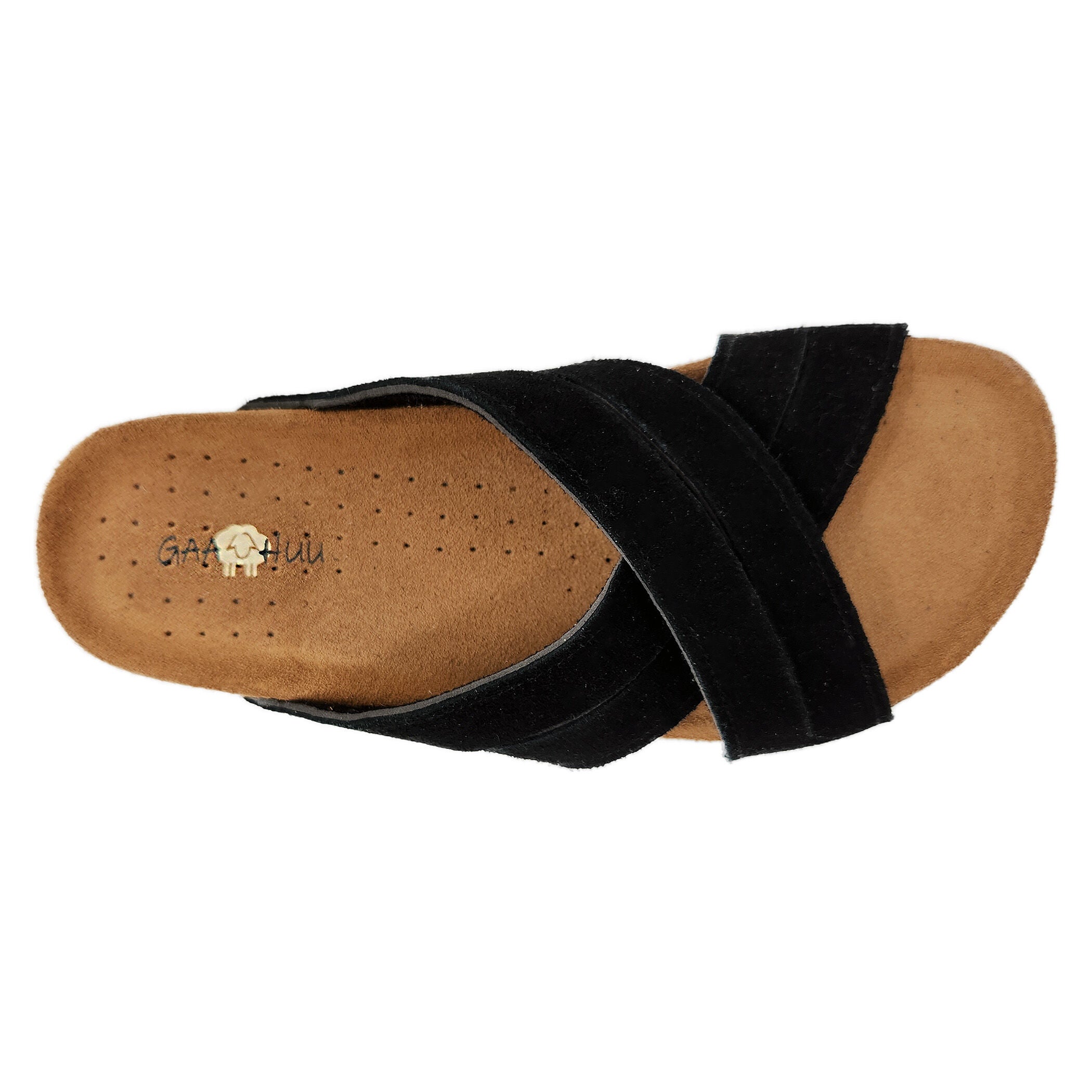 Leather Criss Cross Footbed Sandal, BLACK, alternate image number 2