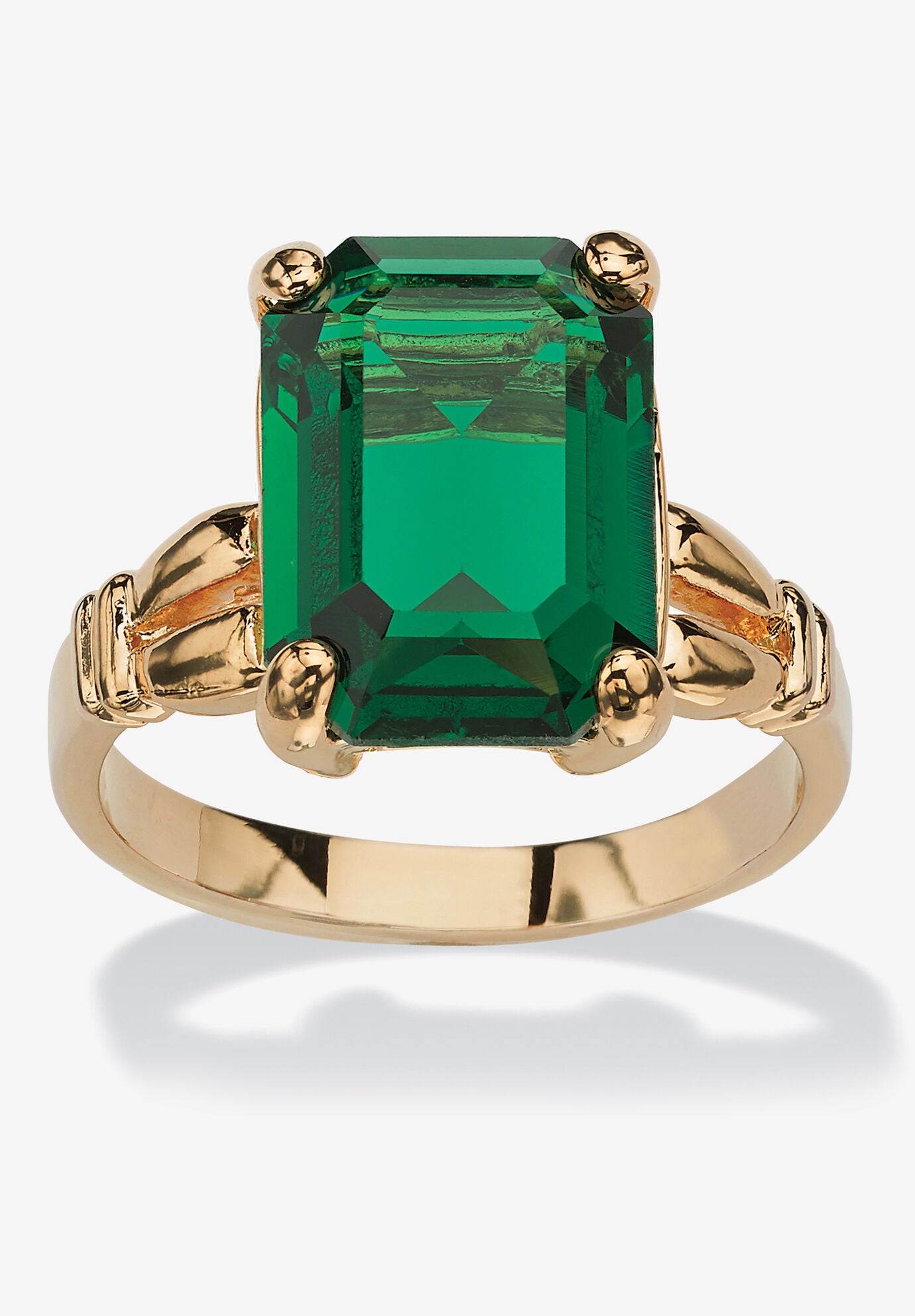 Yellow Gold Plated Simulated Birthstone Ring, MAY, hi-res image number 0