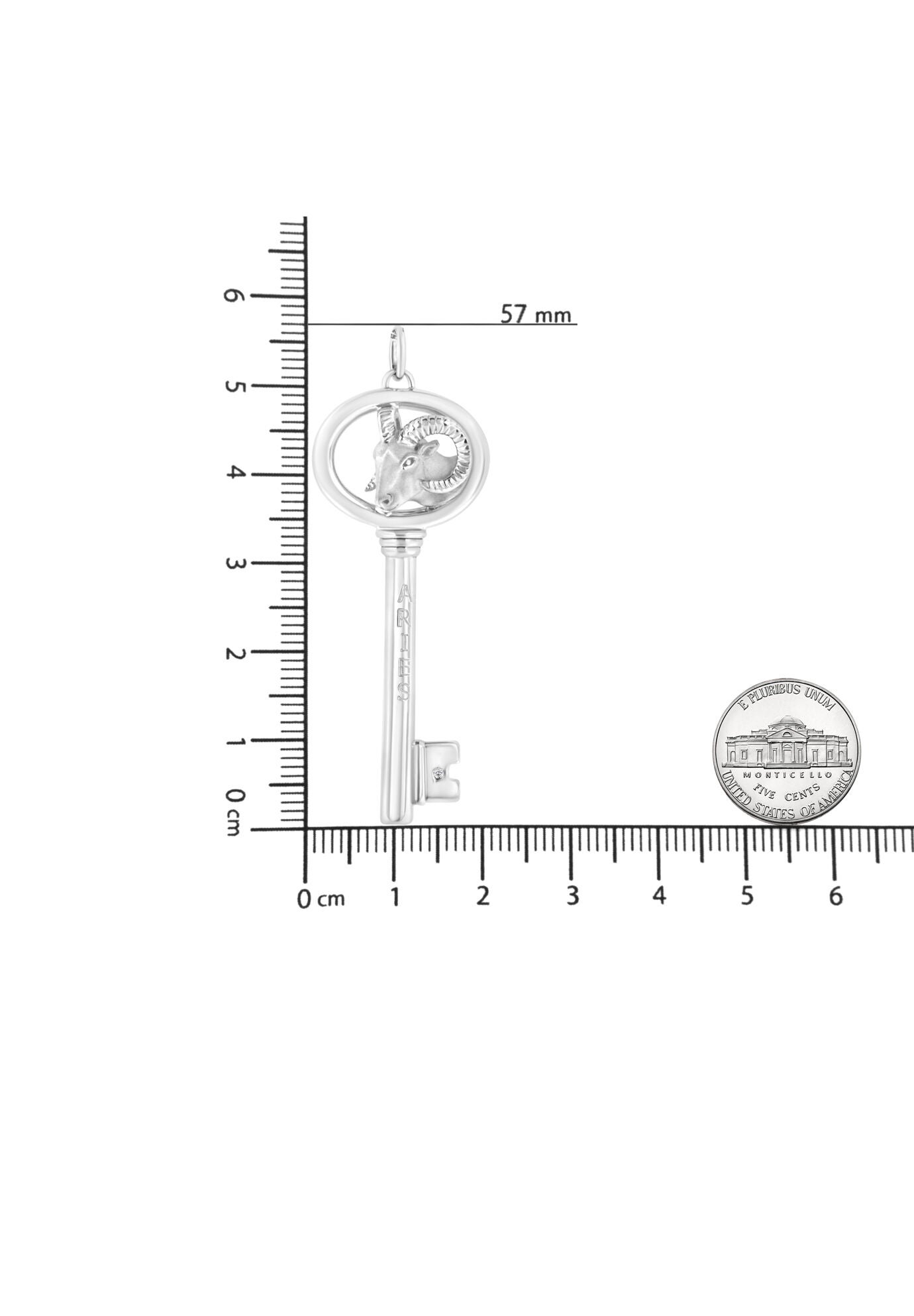 Sterling Silver Diamond Accent Aries Zodiac Key Pendant Necklace, , alternate image number 5