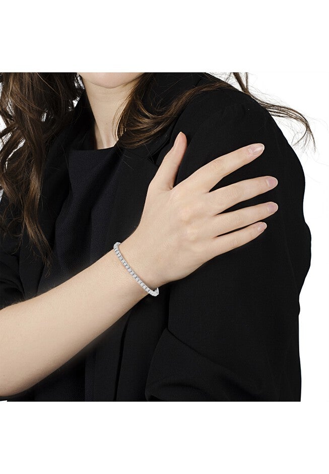 Silver 1.0 Cttw Lab Grown Diamond Illusion-Set Tennis Bracelet - 7.25 inches Inches, , alternate image number 4