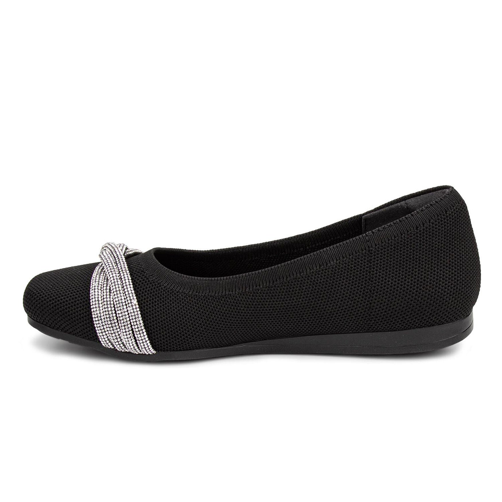 Nissa Square Toe Stretch Knit Flat, BLACK KNIT RHINE, alternate image number 4