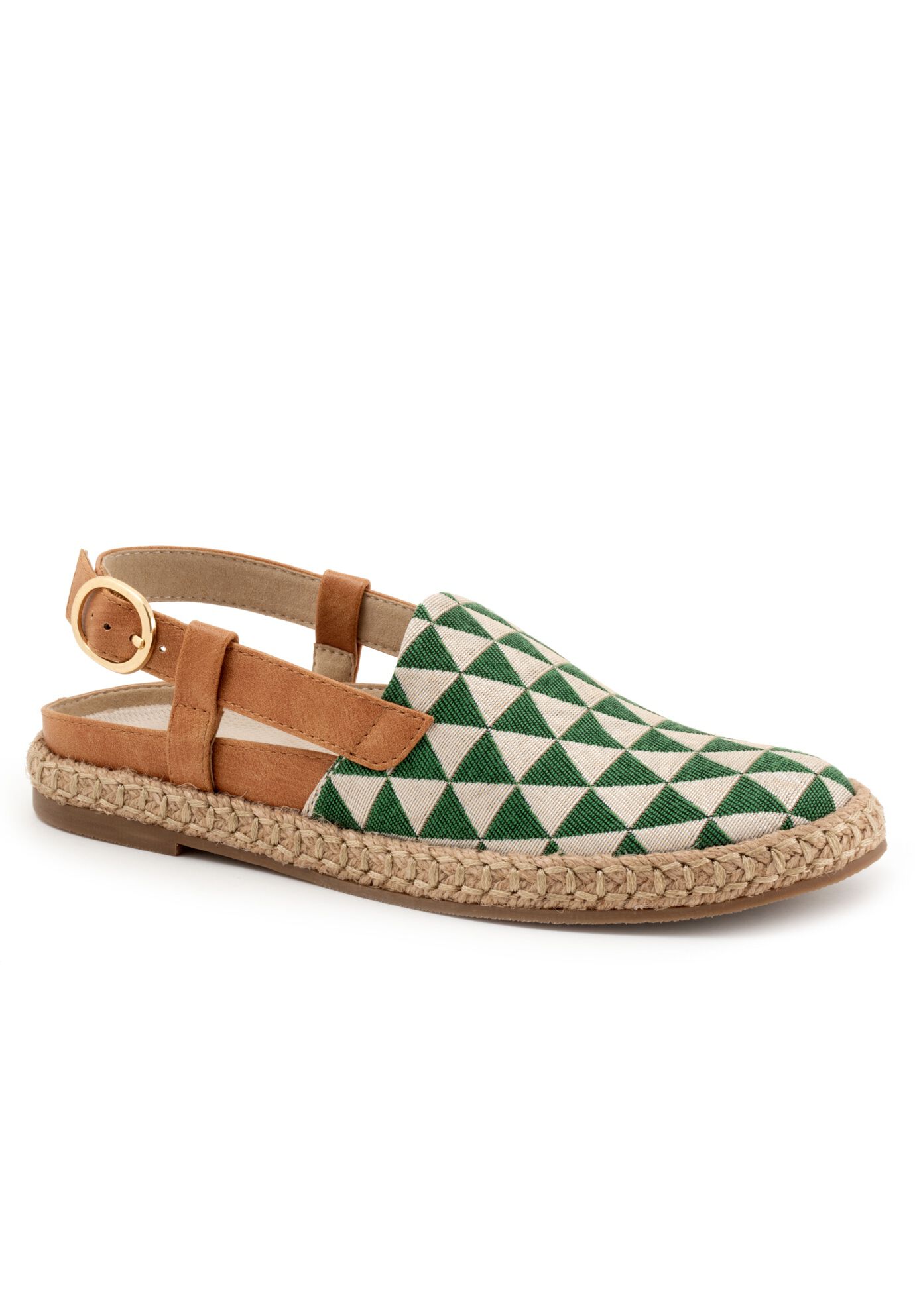 Paisley Sling Back Flats, GREEN NATURAL TEXTILE, hi-res image number 0
