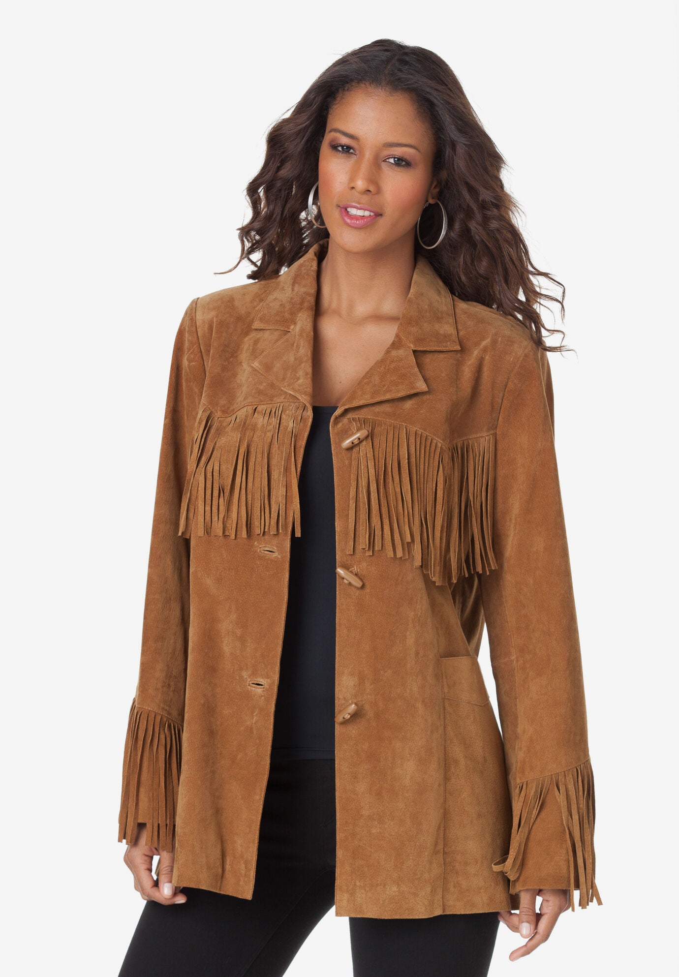 Fringe Suede Jacket Woman Within