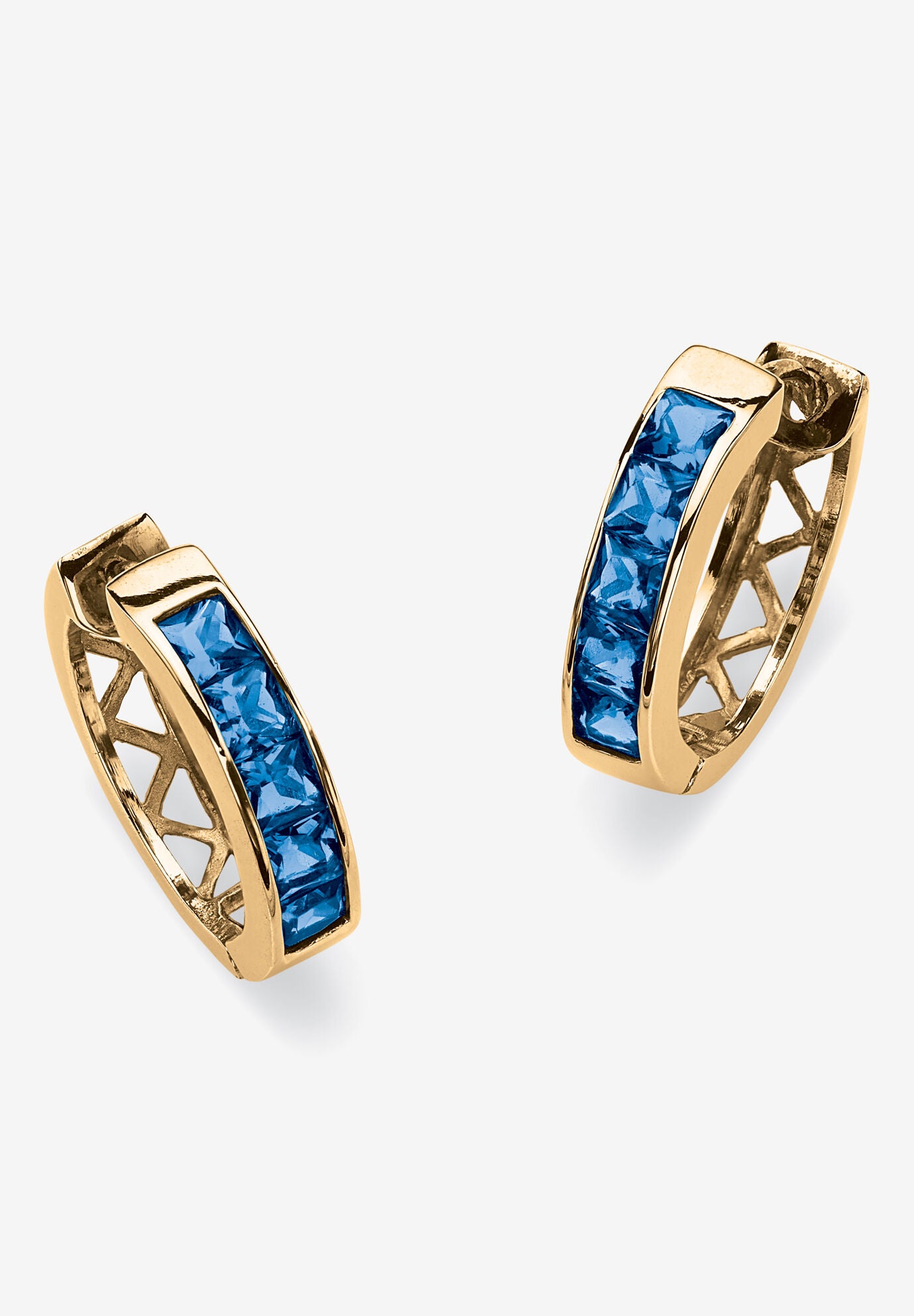Birthstone Gold-Plated Huggie Earrings, SEPTEMBER, hi-res image number 0