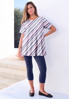 Plus Size Cotton Ultimate Swing Tee with Keyhole Back